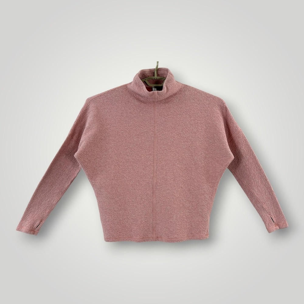 Lululemon Sweater Womens M Pink Boxy Mock‎ Neck Textured Knit Dolman